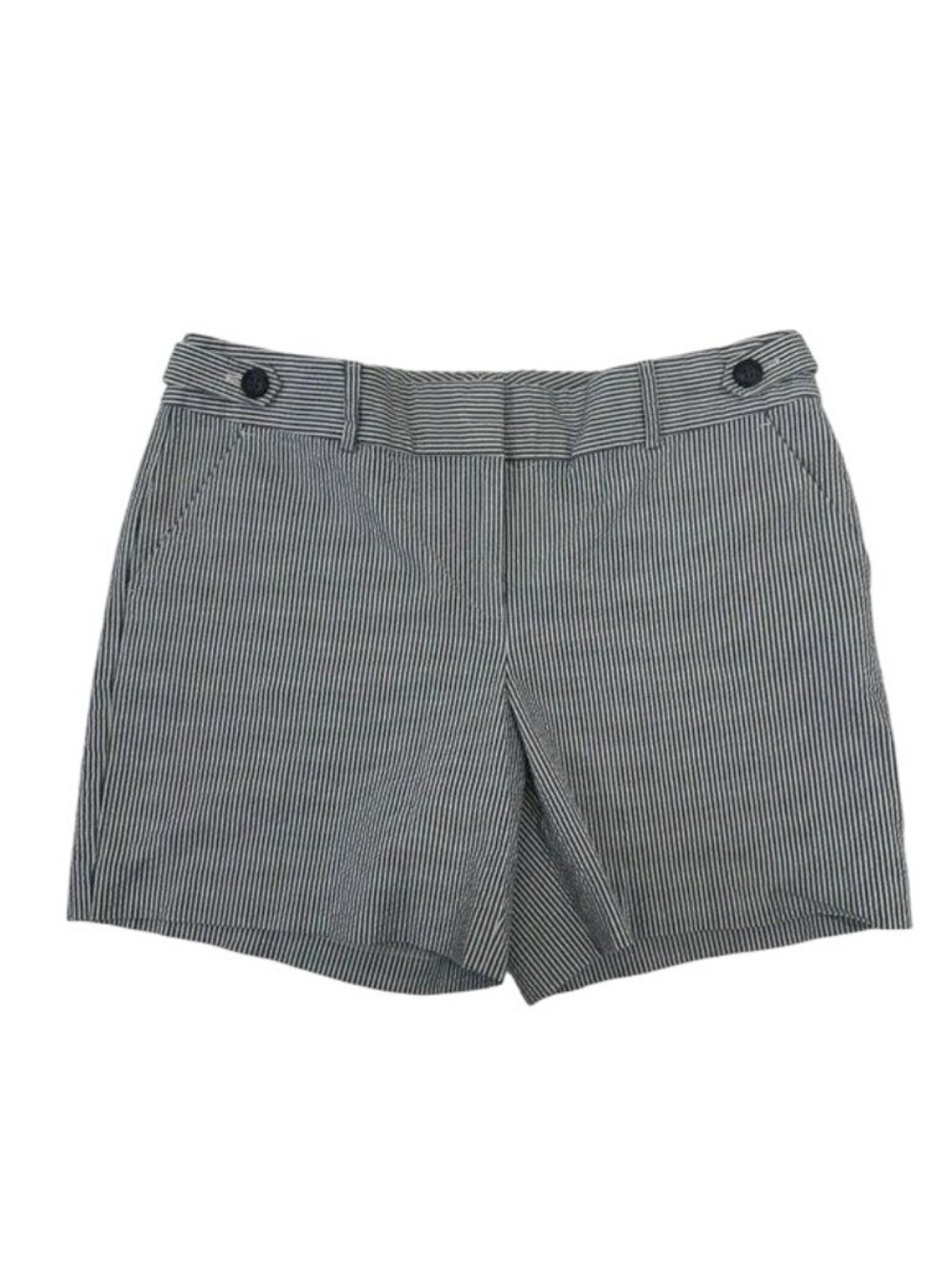Ann Taylor Womens Striped Cotton Blend Chino Shorts Size 8 Gray & White